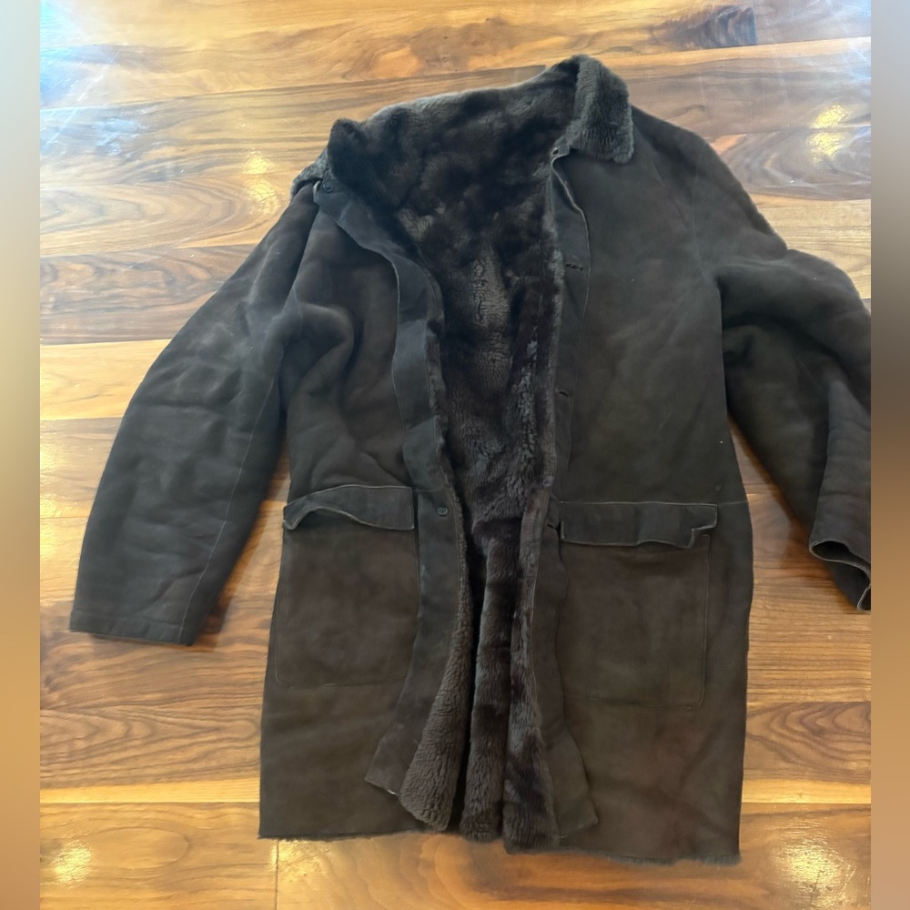 Men’s Cole Haan Suede Shearling Coat